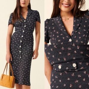Rouje Marin Midi Micro Floral Dress Size 34 or US Size 2